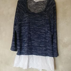 Symmetry Lightweight Sweater w/Lace Accent Sz 1X